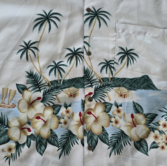 Uluwatu Tropical White Hawaiian Shirt - XXL - Picture 3 of 4